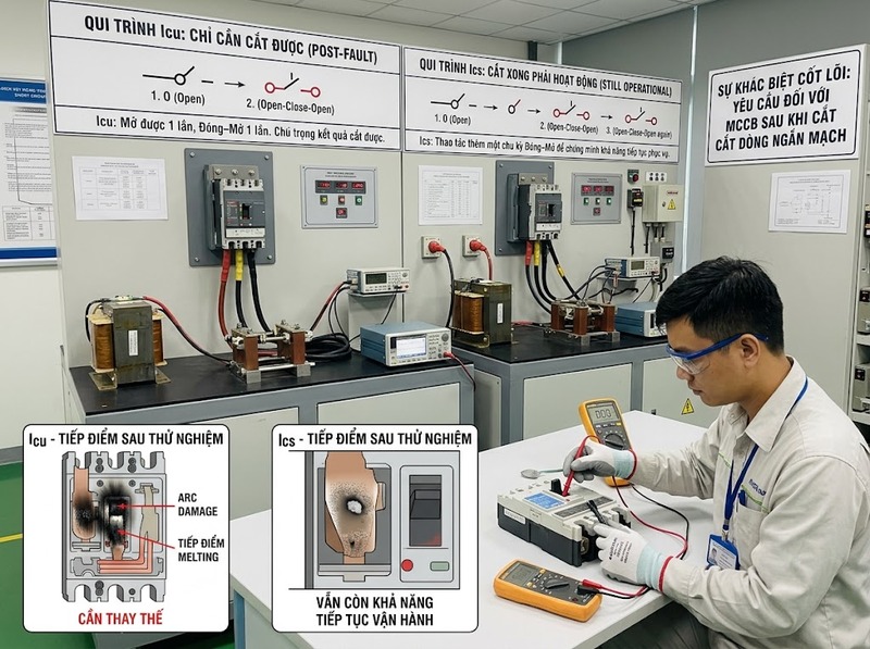 Icu và Ics của MCCB khác nhau như thế nào?